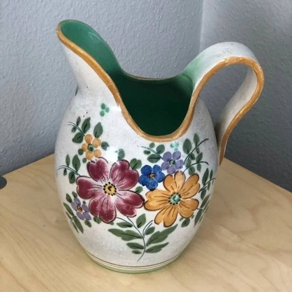 Vintage PZH Gouda Holland Hand Crafted Stoneware Pitcher - Rita Liunda Artist